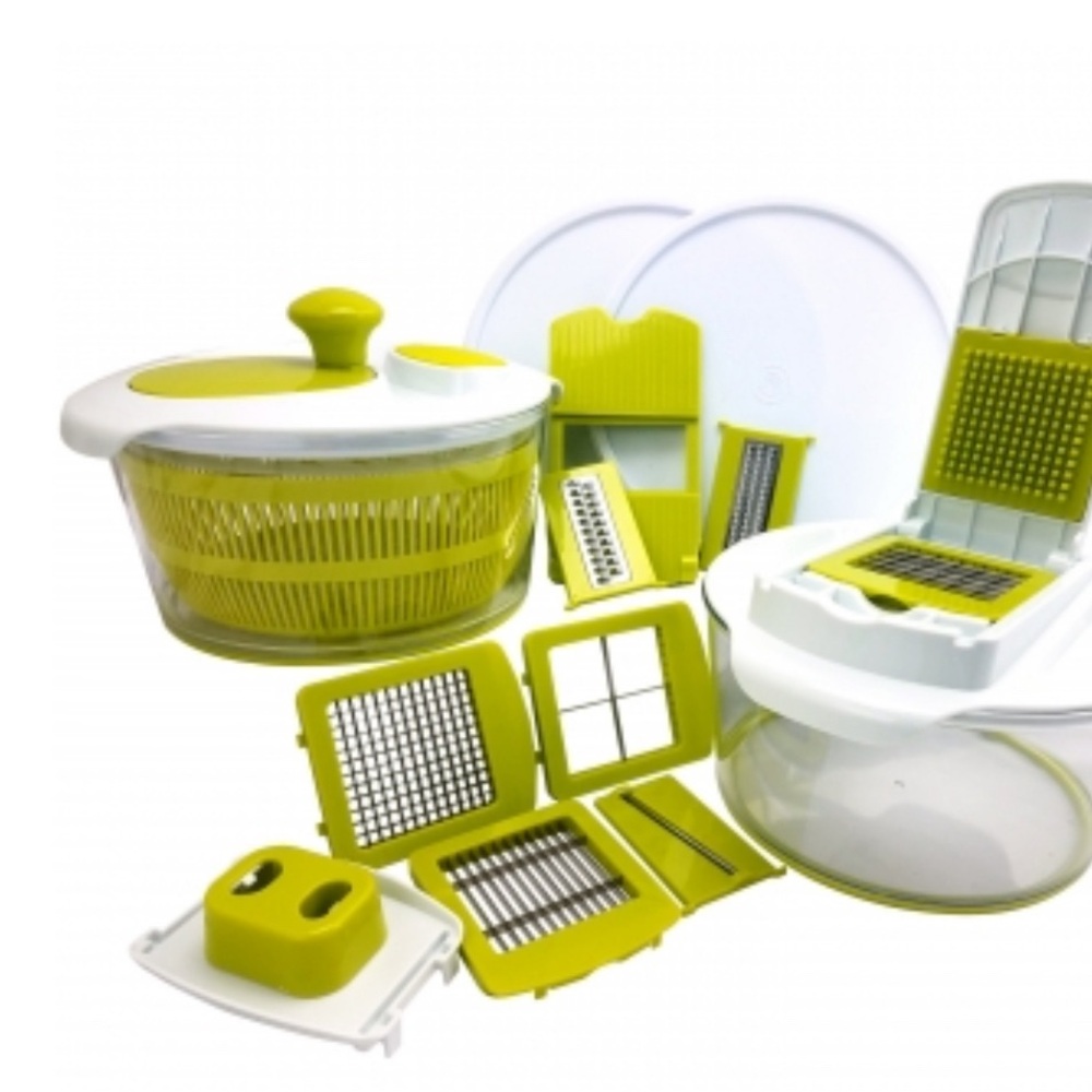 MegaChef 10-in-1 Multi-Use Salad Spinning Slicer, Dicer and Chopper with
